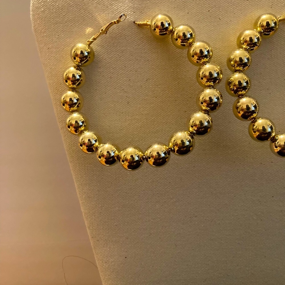 BIG GOLD BALLS HOOP EARRINGS